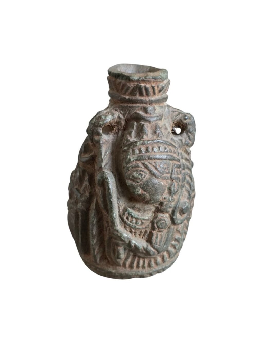 Rare Antique Old Roman Greek Face Craved Ancient Stone Water Jar 3.5" x 1.5"